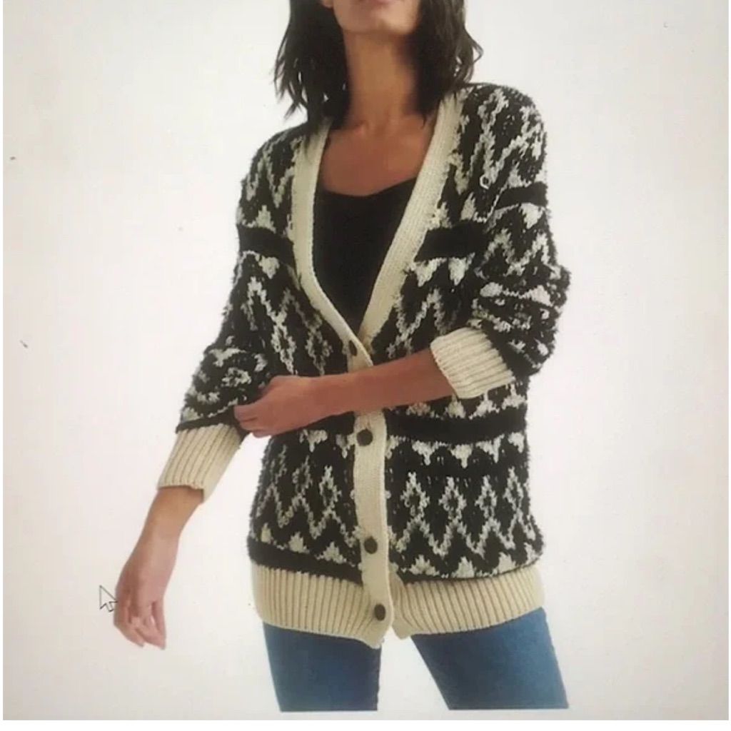 Lucky Brand Nwt Diamond Fair Isle Cardigan Small